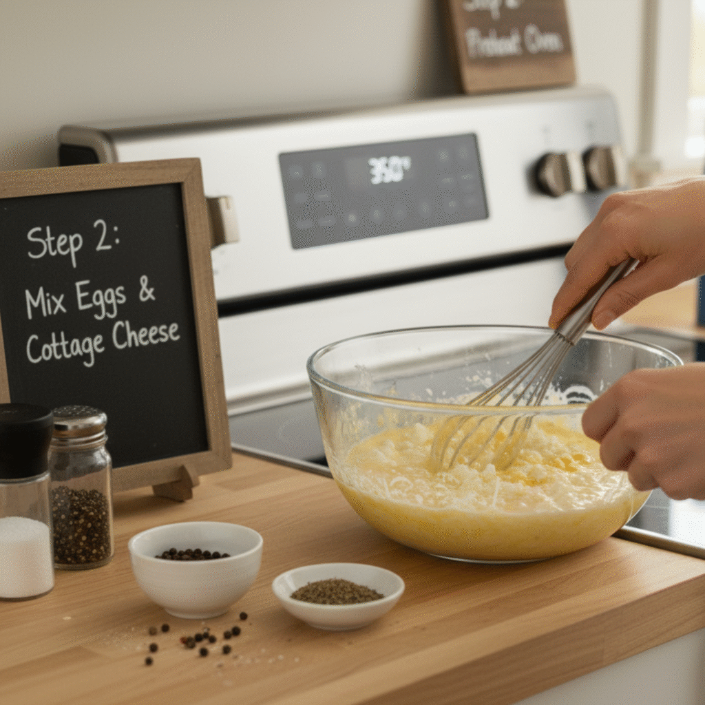 How to make Cottage Cheese Eggs Bake - step-by-step preparation