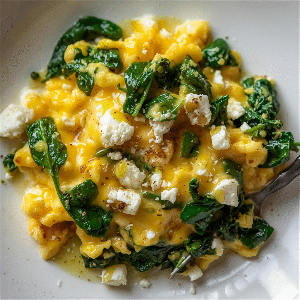 Spinach & Feta Egg Bowl, Egg Breakfast
