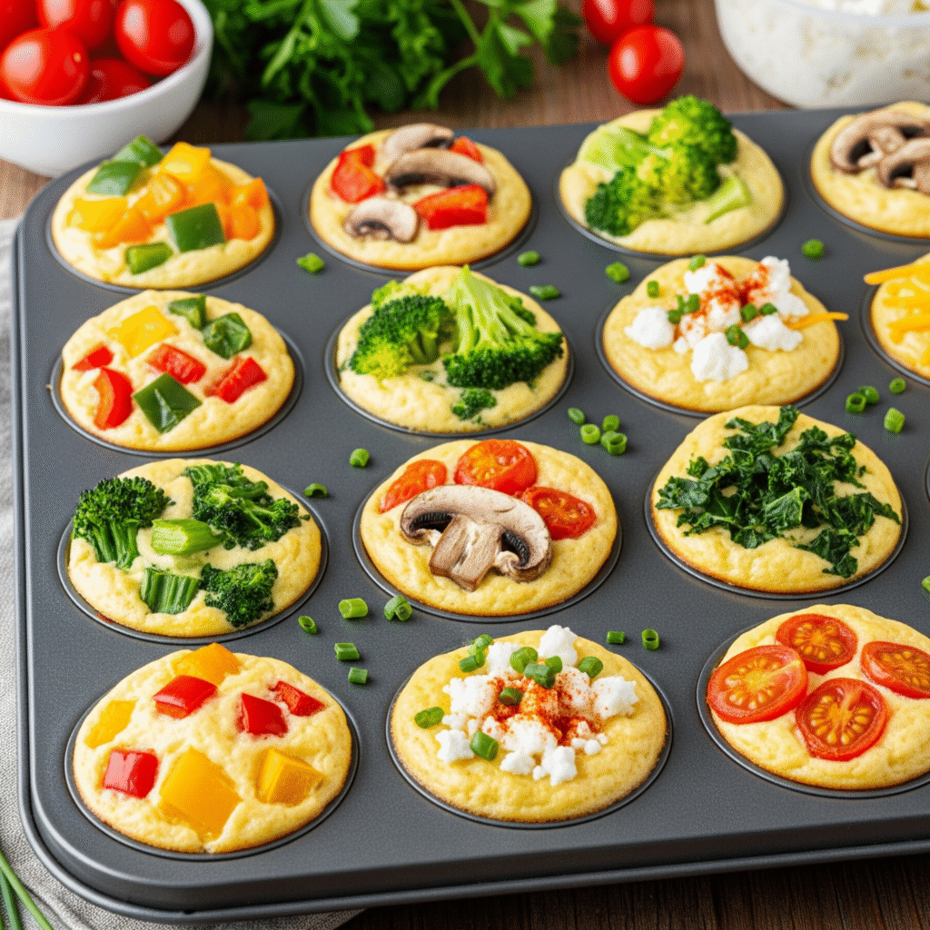 Customized Cottage Cheese Egg Bake muffins with vegetables - healthy meal prep