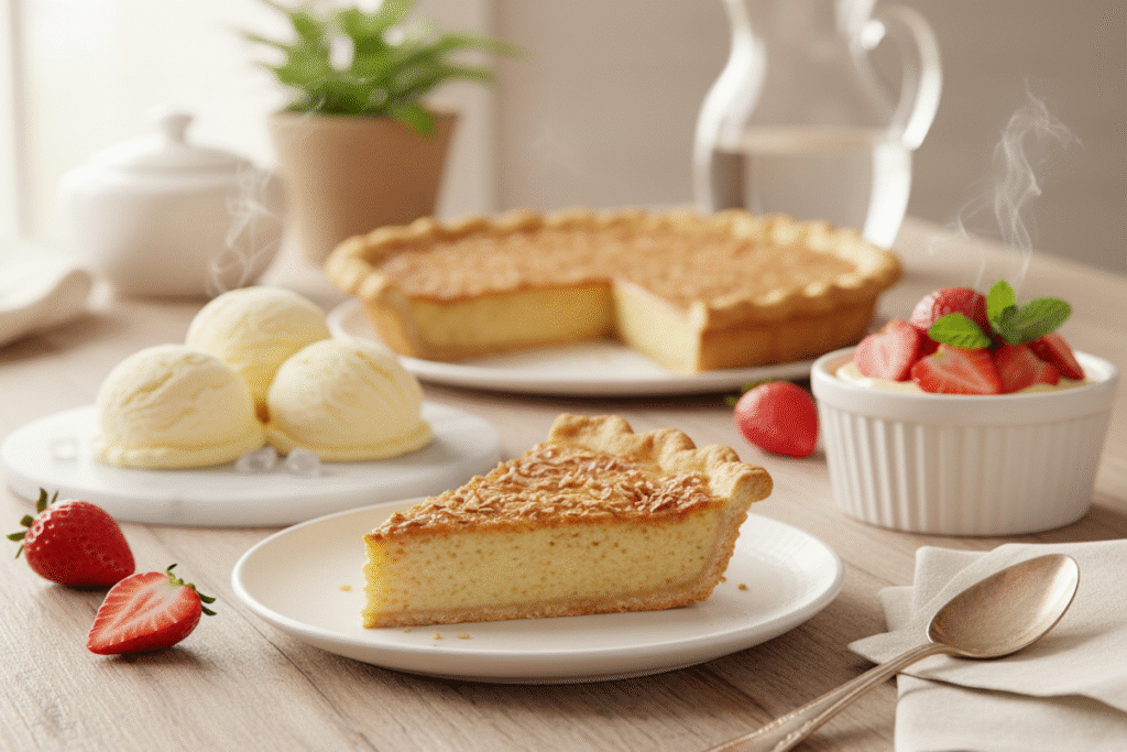 Different custard variations including coconut custard pie, frozen custard, and strawberry custard