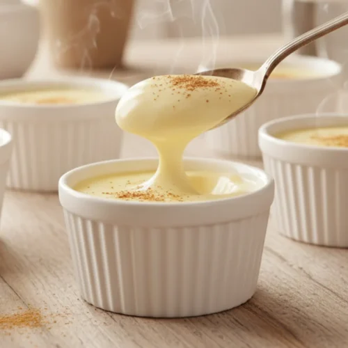 Silky-custard-recipe-served-in-custard-cups-on-a-wooden-kitchen-table