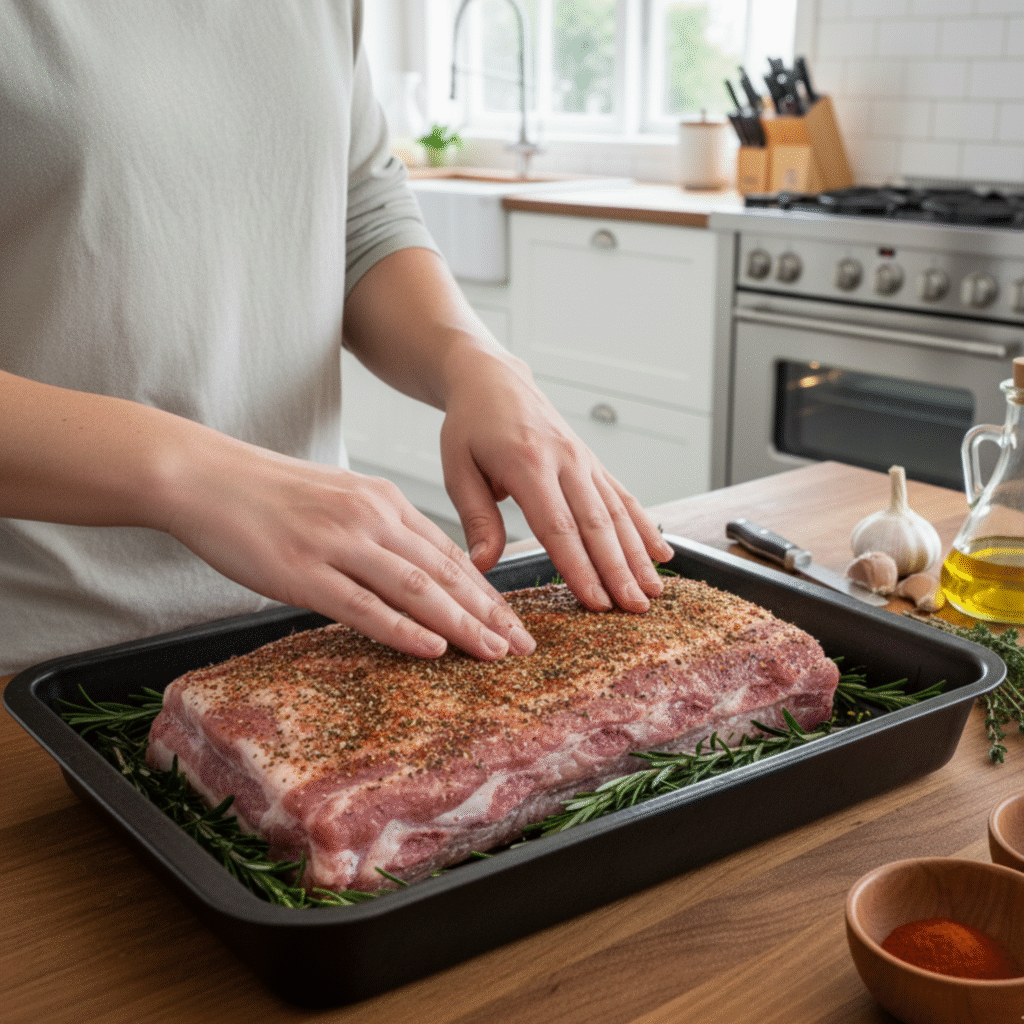 Step by step preparation of Pork Rib Roast