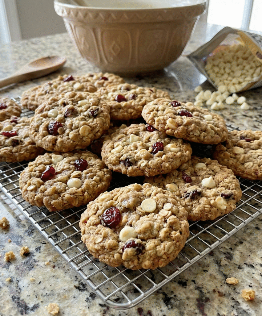 Chewy Oatmeal Chocolate Chip Cookies with White Chocolate