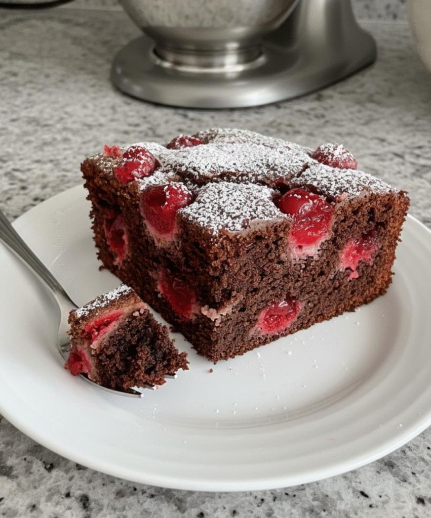 Easy Weeknight Cherry Chip Chocolate Cake (from a mix!)