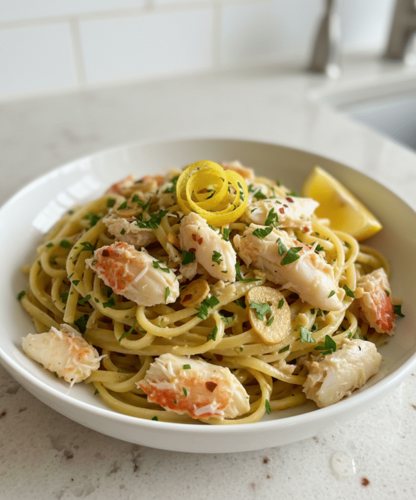 Garlic Butter Crab and Linguine