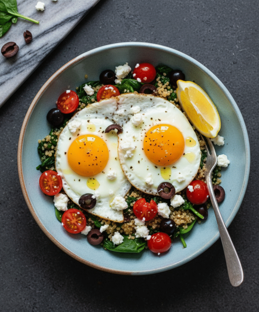 Mediterranean Quinoa & Spinach Bowl