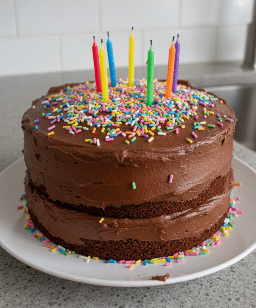 The Perfect Sprinkle-Filled Chocolate Birthday Cake