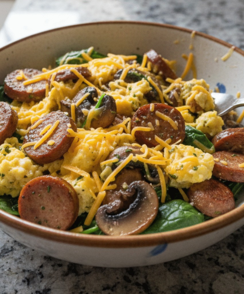 Turkey Sausage & Mushroom Keto Bowl