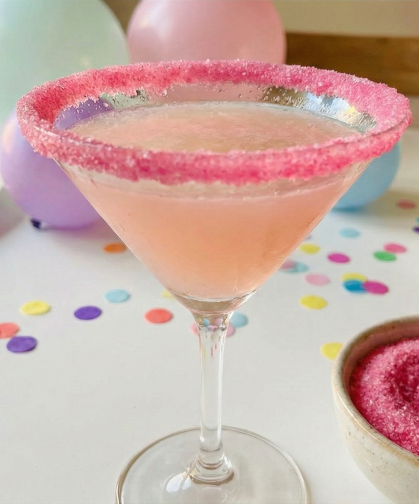 Frozen cranberry lemon drop slush cocktail blended with vodka and lemon, icy dessert martini